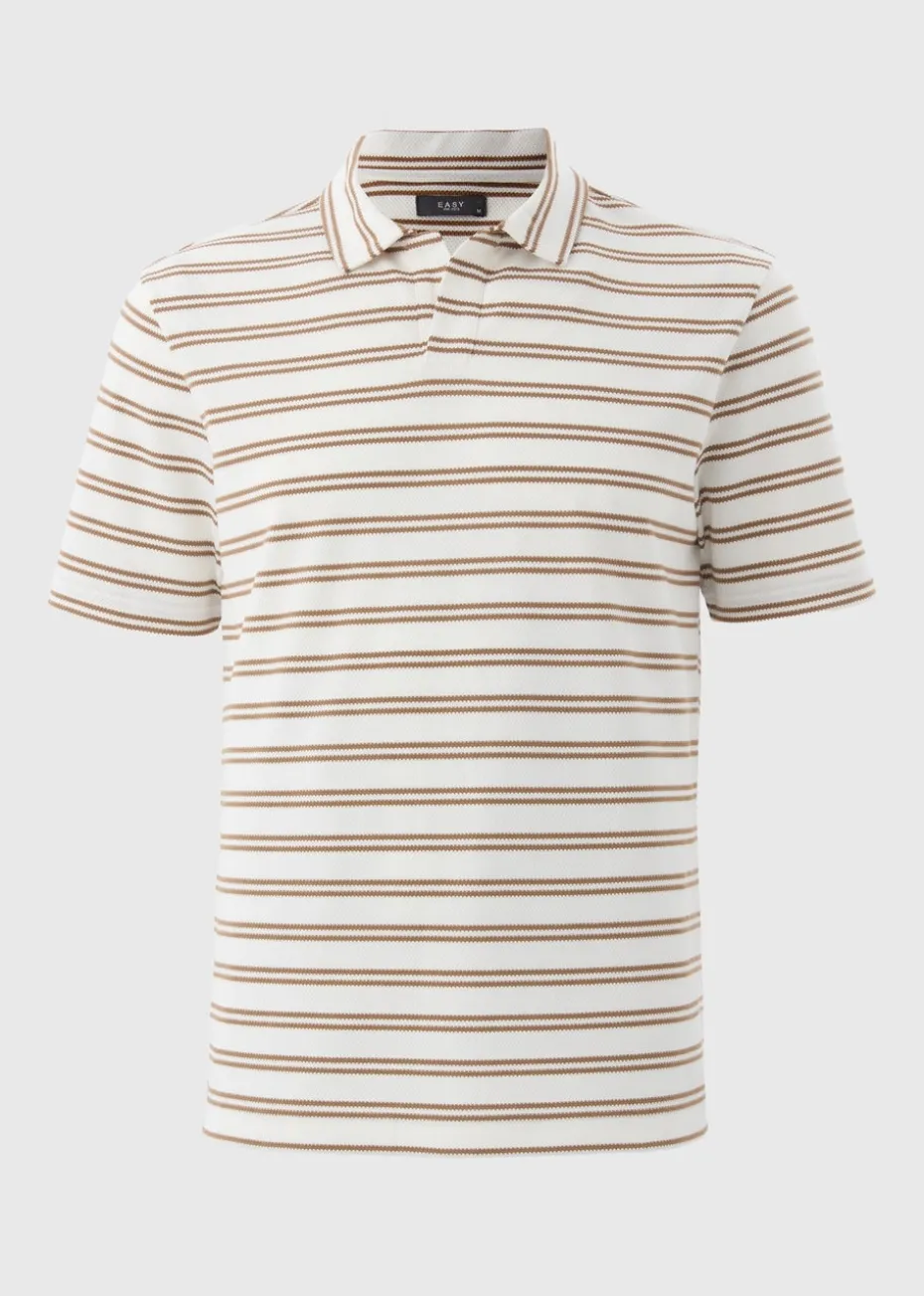 Ecru Stripe Polo Shirt