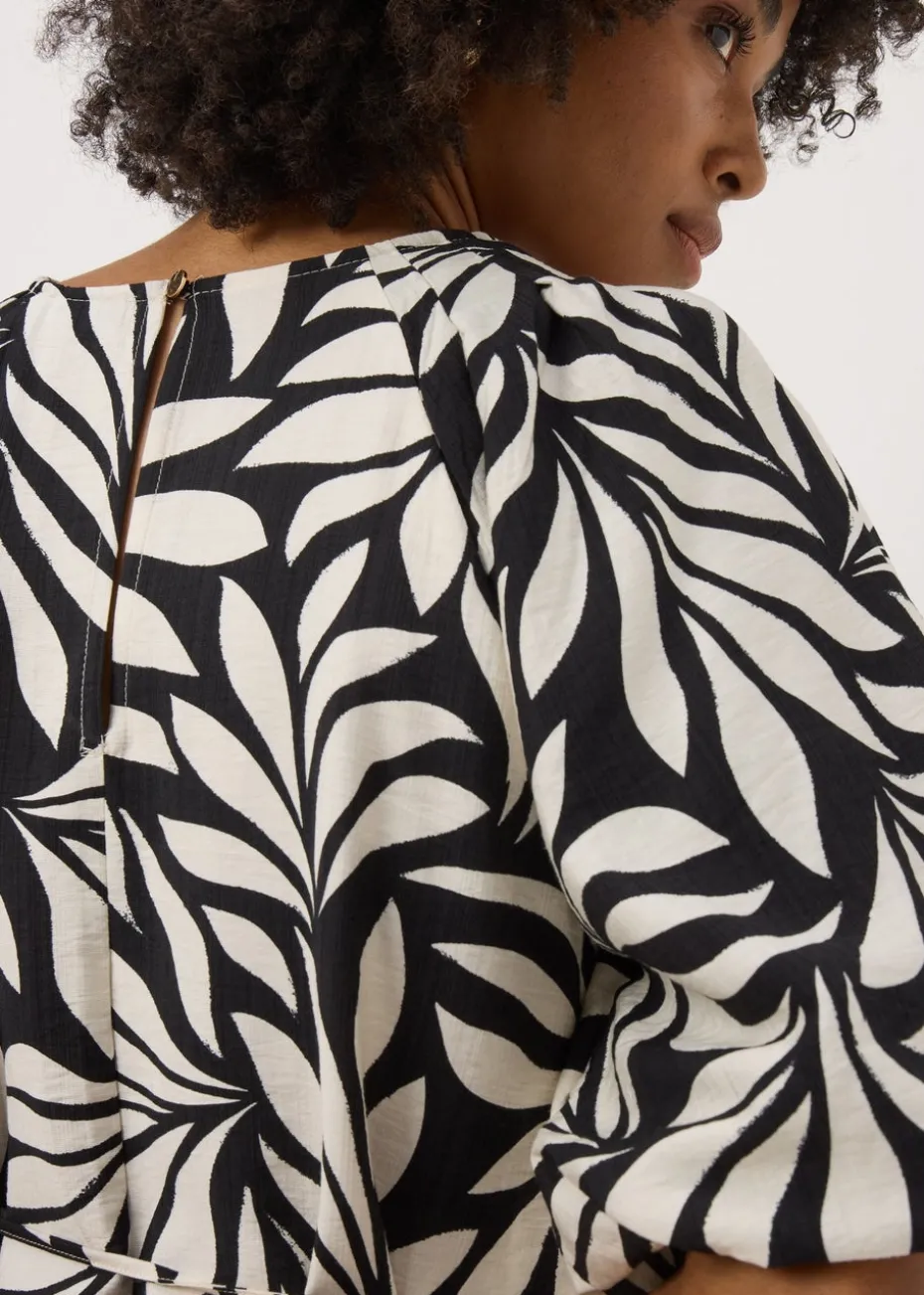 Et Vous Black Palm Tie Waist Mini Dress