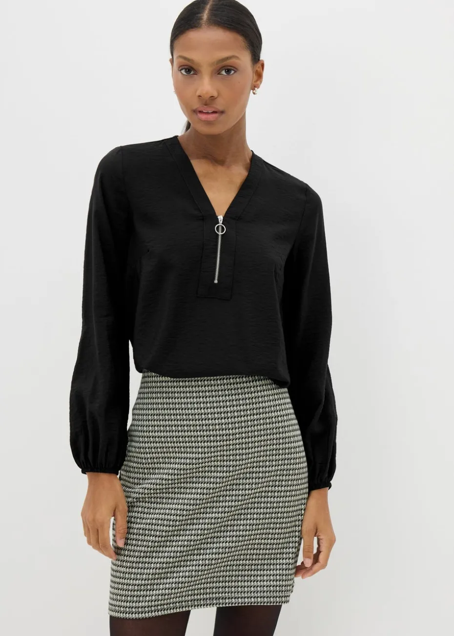Et Vous Black Zip Front Blouse