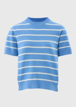 Et Vous Blue Stripe Short Sleeve Jumper