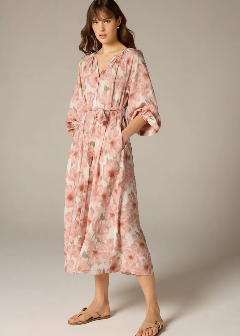 Et Vous Pink Floral Midaxi Shirt Dress