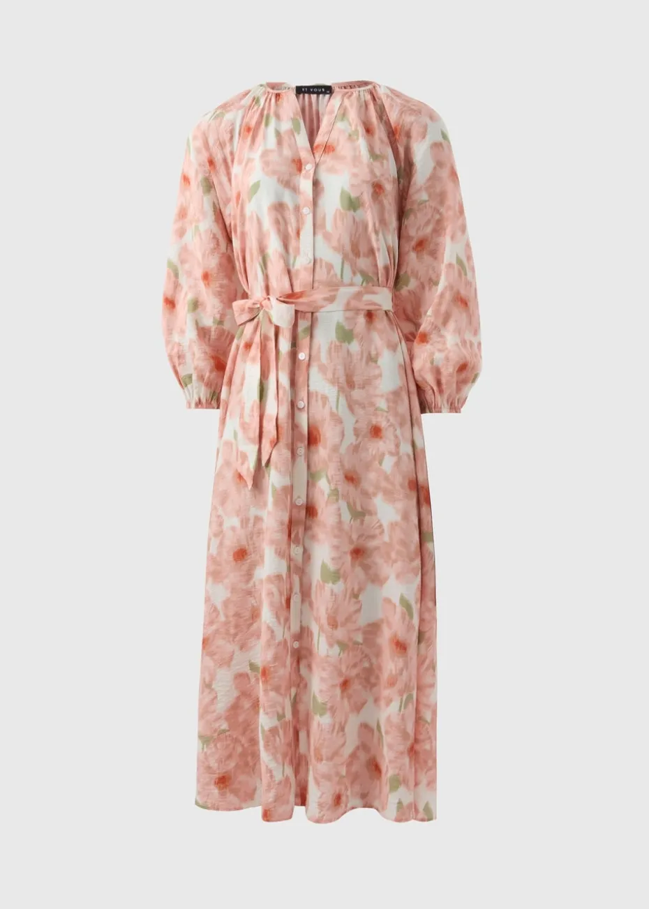 Et Vous Pink Floral Midaxi Shirt Dress