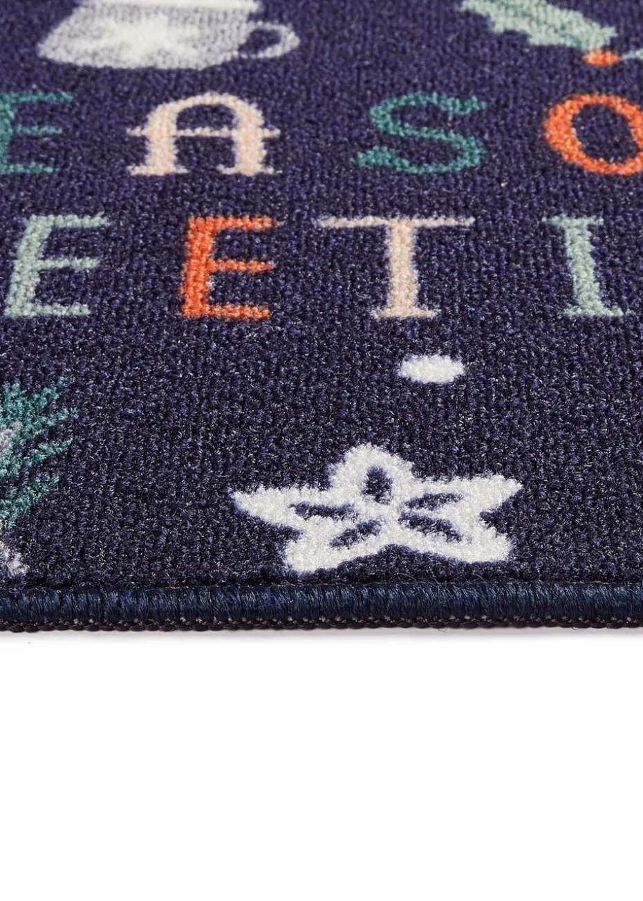 FloorMatters Printed Loop Seasons Greetings Washable Runner and Mat
