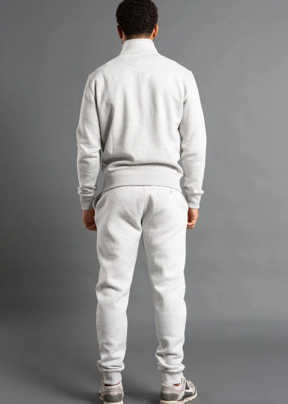 French Connection Light Grey Cotton Blend Funnel Neck Zip Jumper