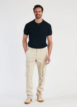 French Connection Stone Cotton Relaxed Fit Turn Up Cargo Trousers