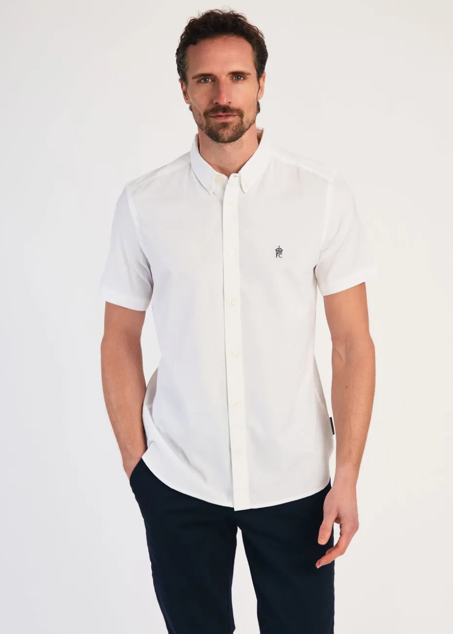 French Connection White Cotton Short Sleeve Oxford Shirt