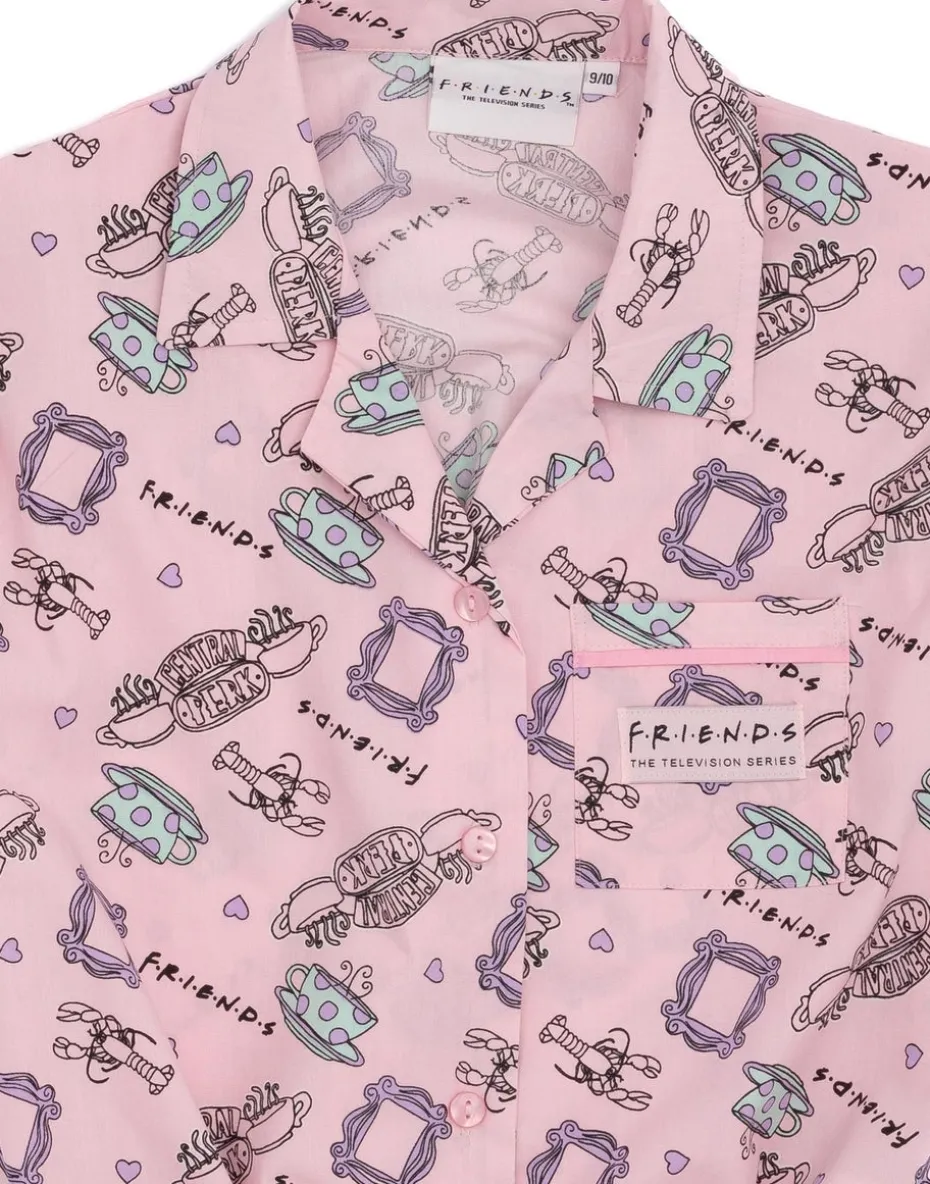 Friends Girls Pink Central Perk Logo Aop Pyjama Set (7 - 13 Years)