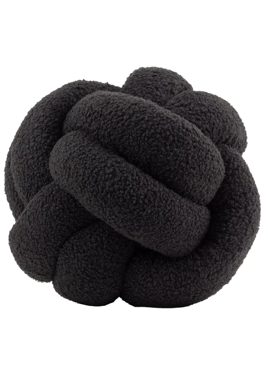 furn. Black Boucle Knot Filled Cushion (30cm x 30cm)
