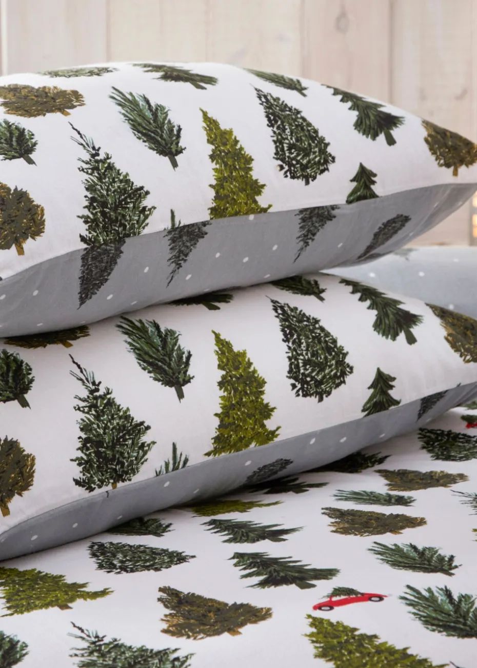 furn. Evergreen Brushed Cotton Reversible Duvet Cover Set