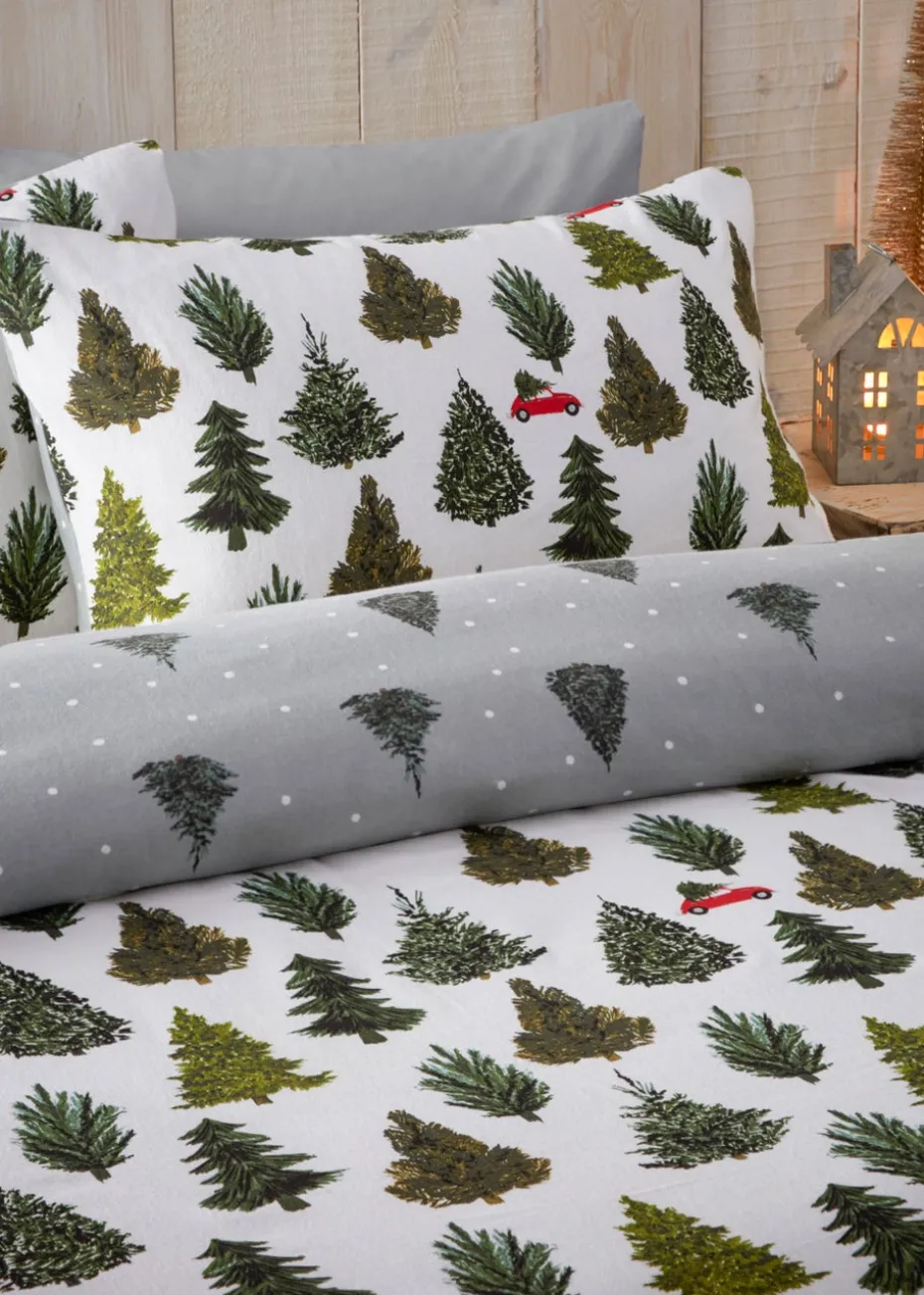 furn. Evergreen Brushed Cotton Reversible Duvet Cover Set