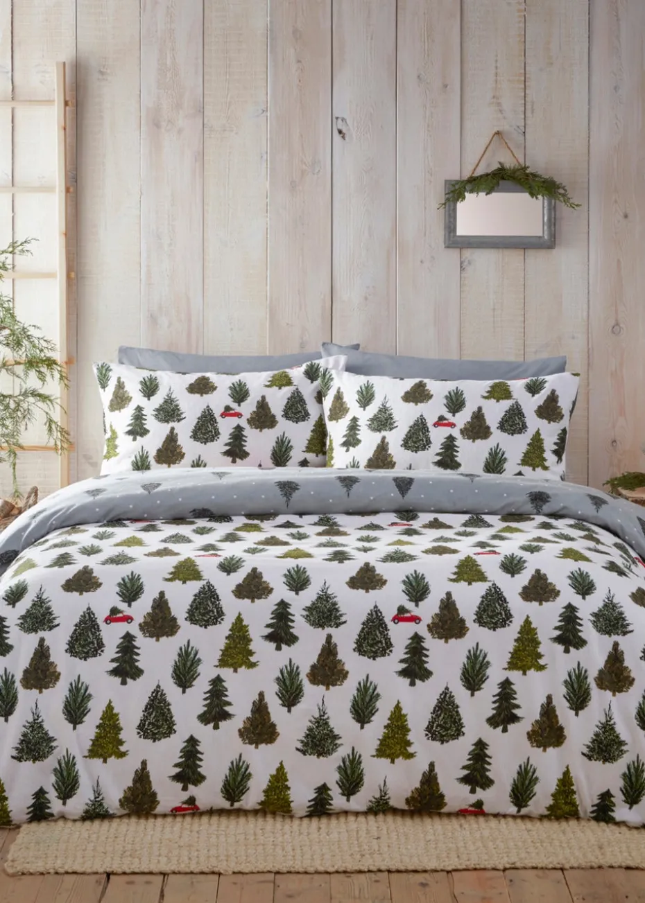 furn. Evergreen Brushed Cotton Reversible Duvet Cover Set