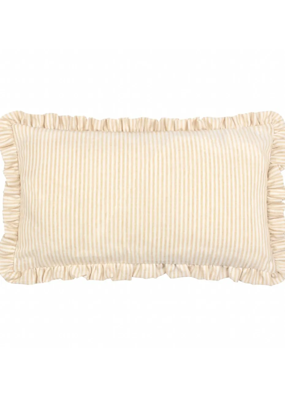 Furn Les Fleurs Embroidered Ruffle Yellow Cushion (30 x 50 x 8 cm)