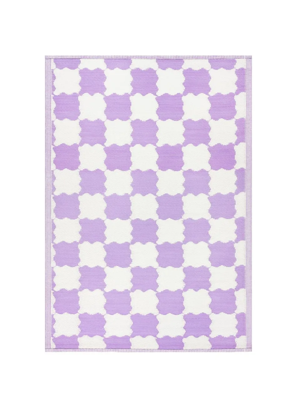 furn. Lilac Check Outdoor 100% Recycled Rug (120 x 180cm)