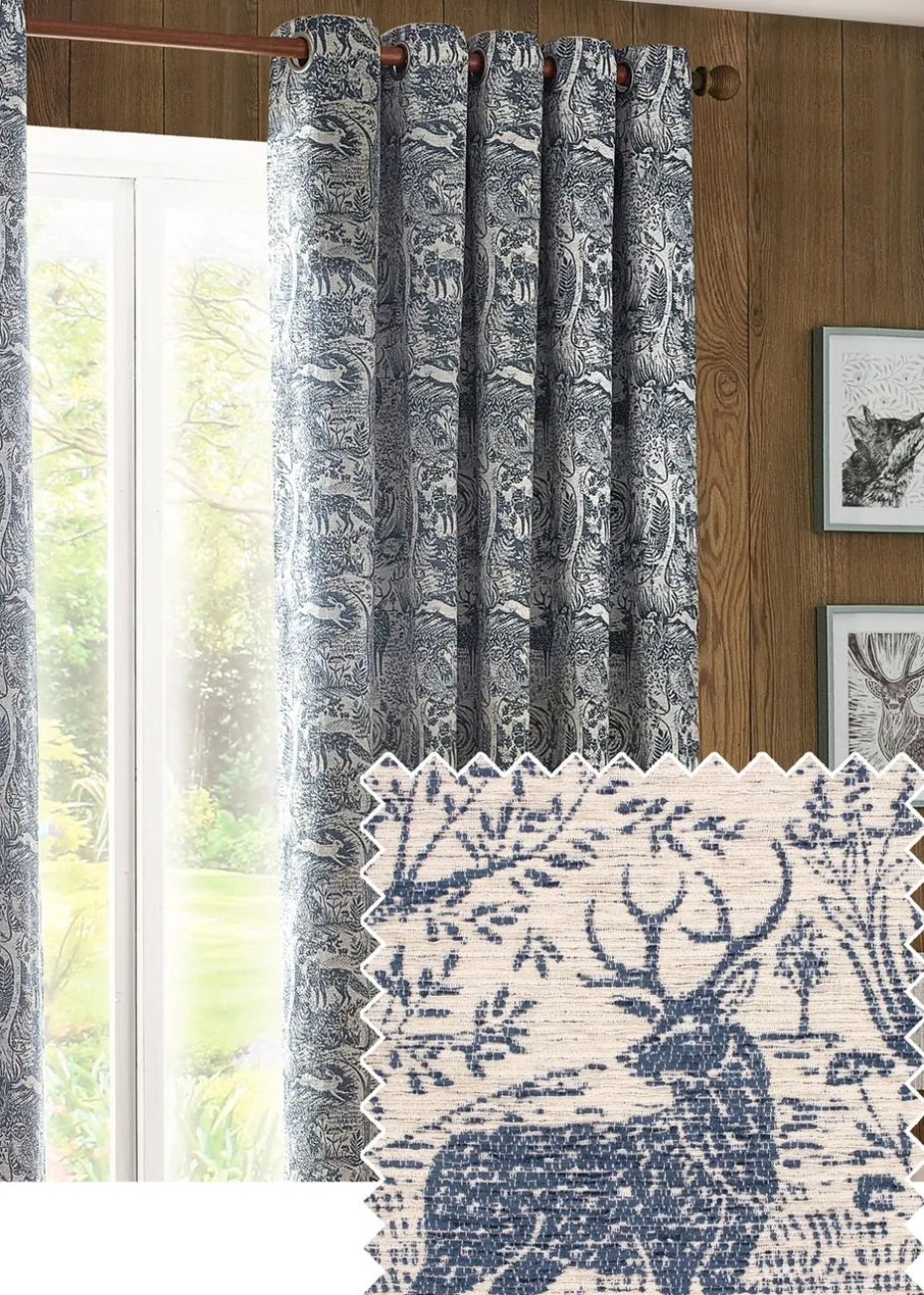 furn. Winter Woods Animal Chenille Eyelet Curtains
