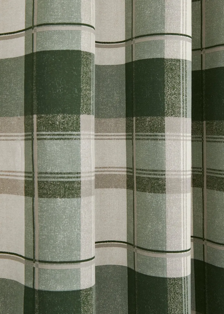 Fusion Balmoral Check Bottle Green Eyelet Curtains
