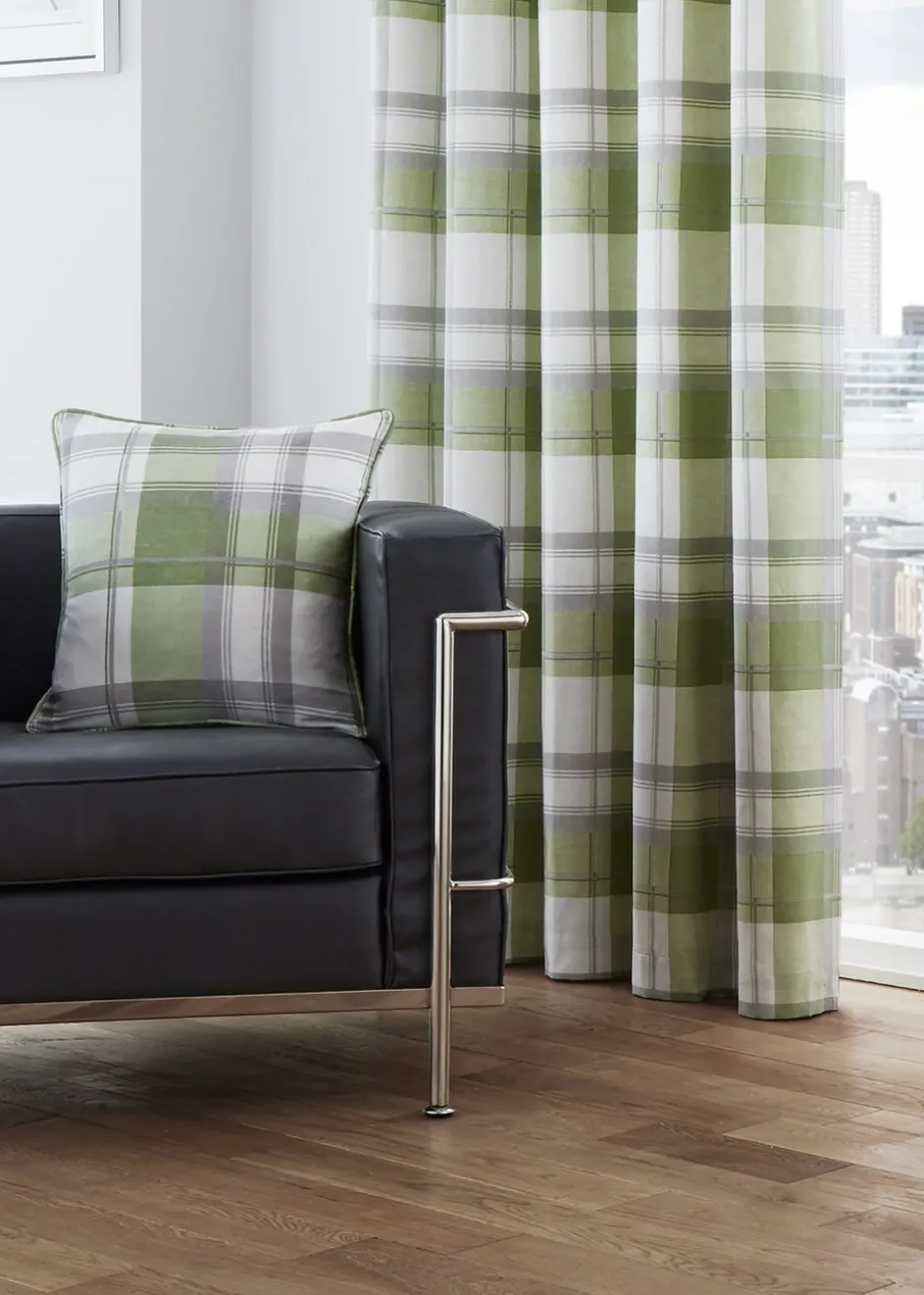 Fusion Balmoral Check Green Filled Cushion (43cm x 43cm)