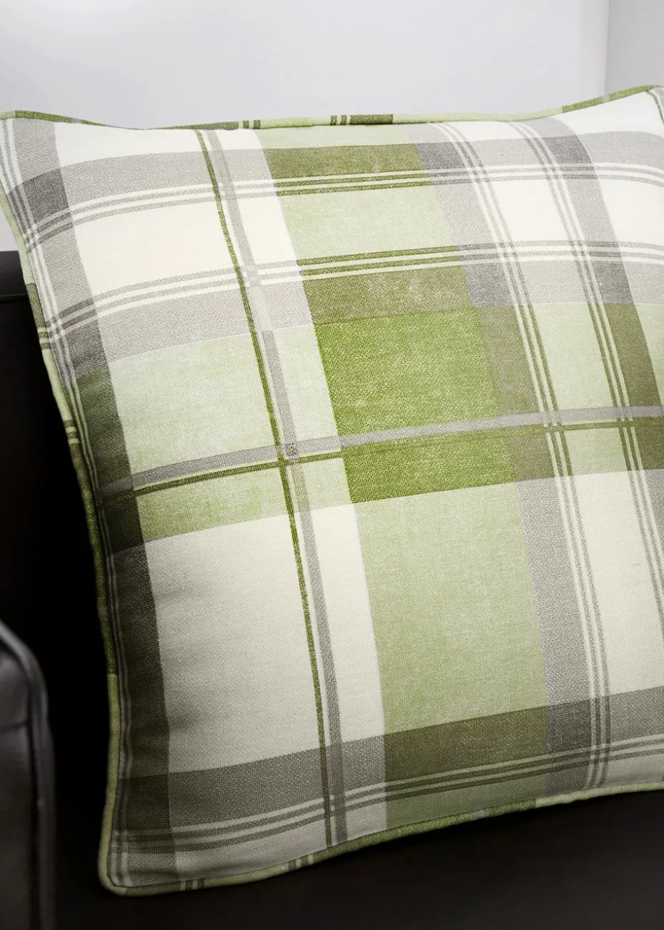 Fusion Balmoral Check Green Filled Cushion (43cm x 43cm)