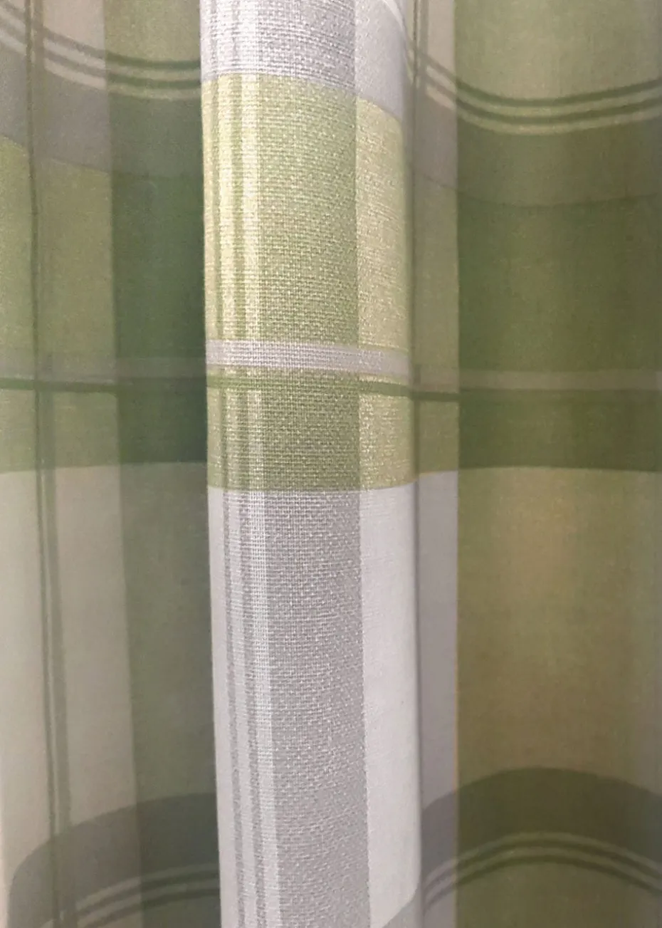 Fusion Balmoral Check Green Eyelet Curtains