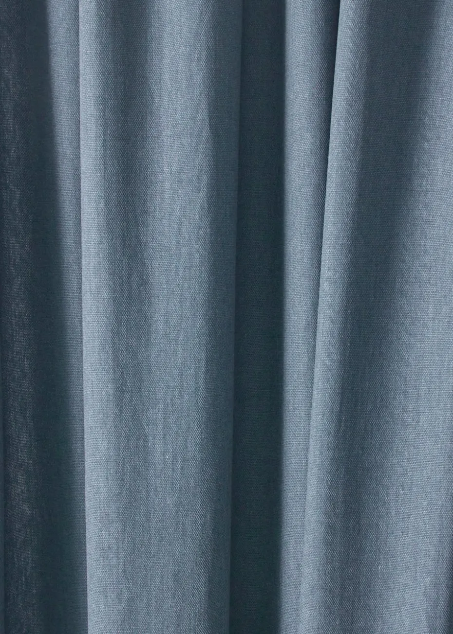 Fusion Dijon Blackout / Thermal Insulated Blue Pencil Pleat Curtains