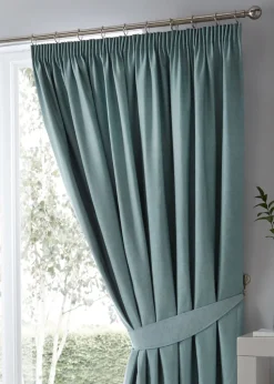 Fusion Dijon Blackout Blue Pencil Pleat Curtains