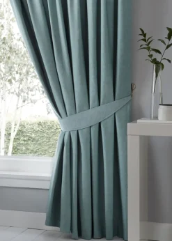 Fusion Dijon Blackout Blue Pencil Pleat Curtains