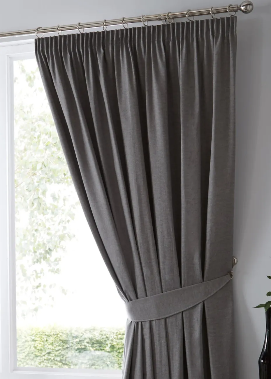 Fusion Dijon Blackout Grey Pencil Pleat Curtains