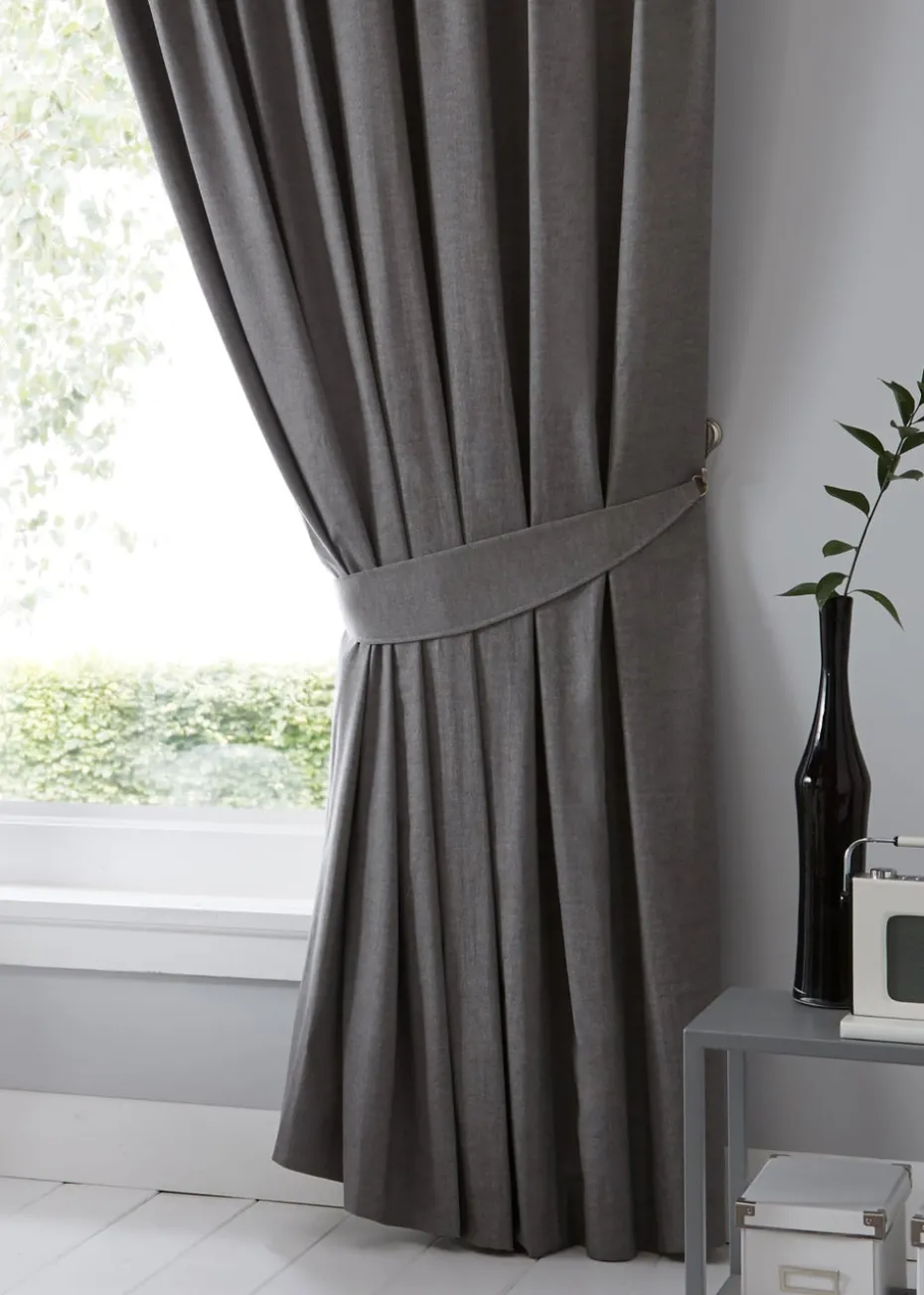 Fusion Dijon Blackout Grey Pencil Pleat Curtains