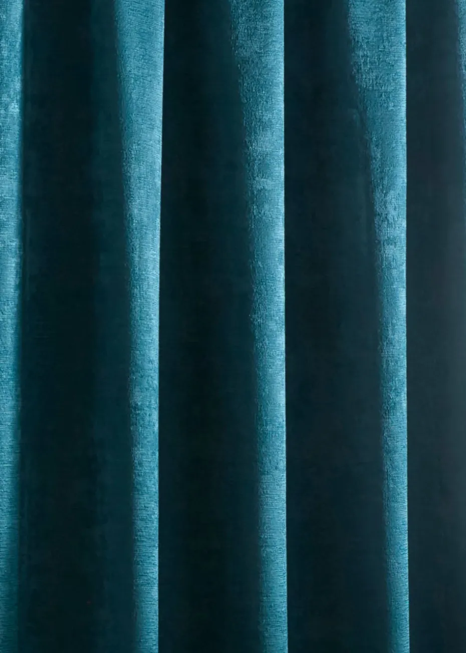 Fusion Galaxy Dim out Woven Green Pencil Pleat Curtains