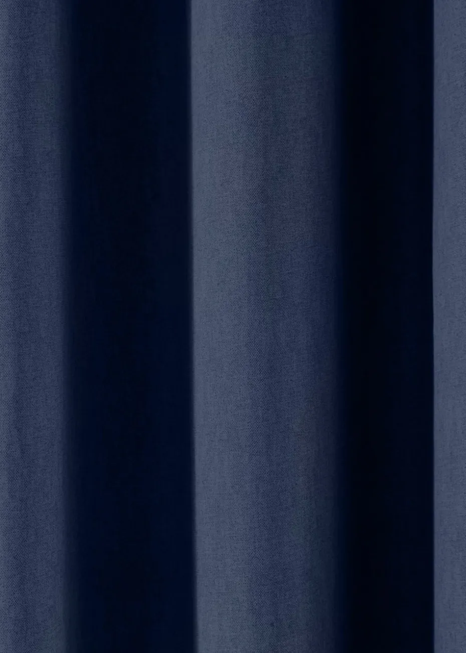 Fusion Sorbonne Navy Eyelet Curtains