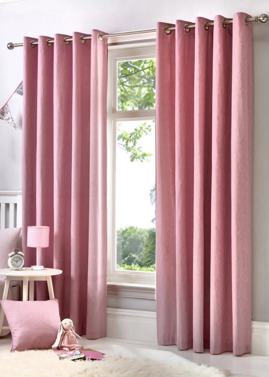 Fusion Sorbonne Pink Eyelet Curtains