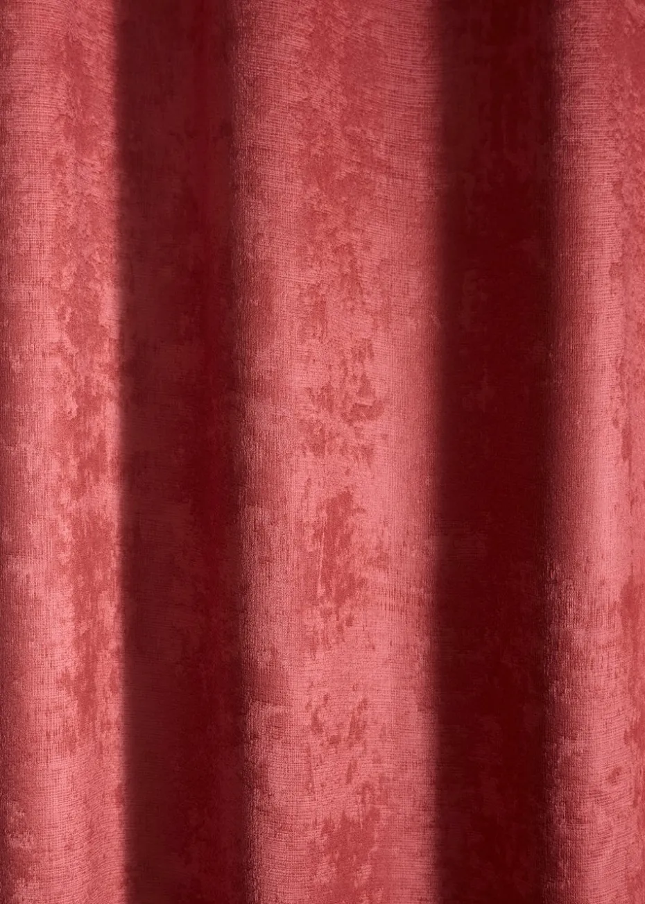 Fusion Strata Dim out Woven Terracotta Eyelet Curtains