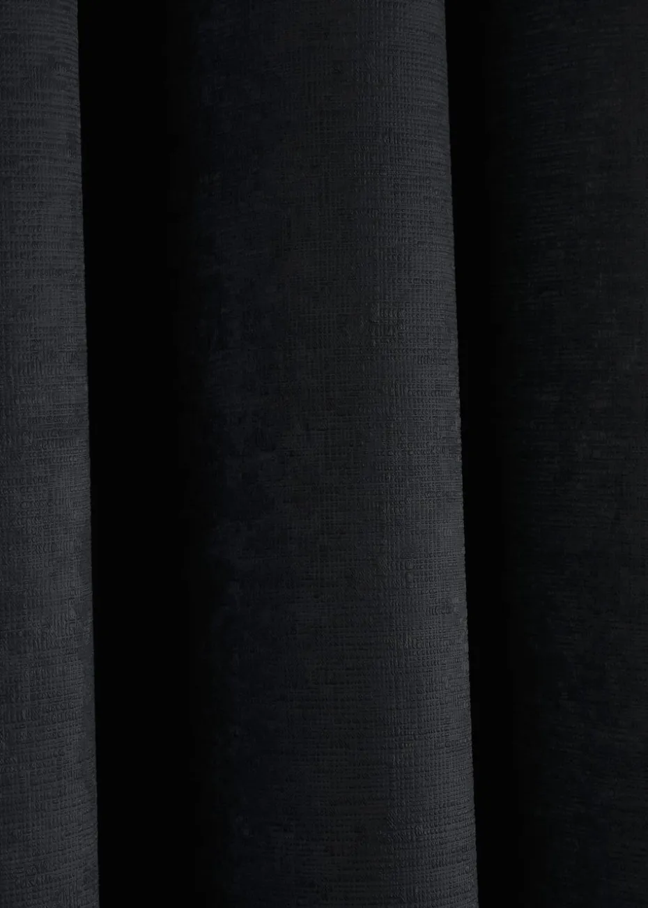 Fusion Strata Dimout Black Eyelet Curtains
