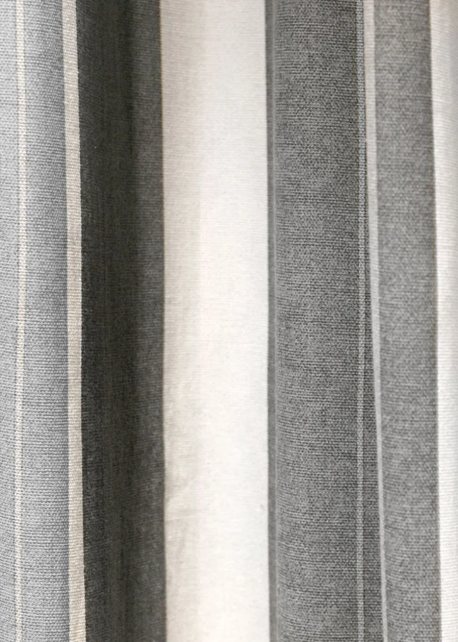 Fusion Whitworth Stripe Grey Eyelet Curtains