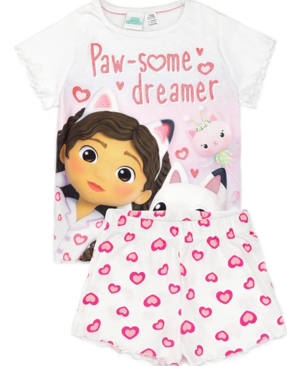Gabbys Dollhouse Kids White Shortie Pyjamas (2-6 Years)