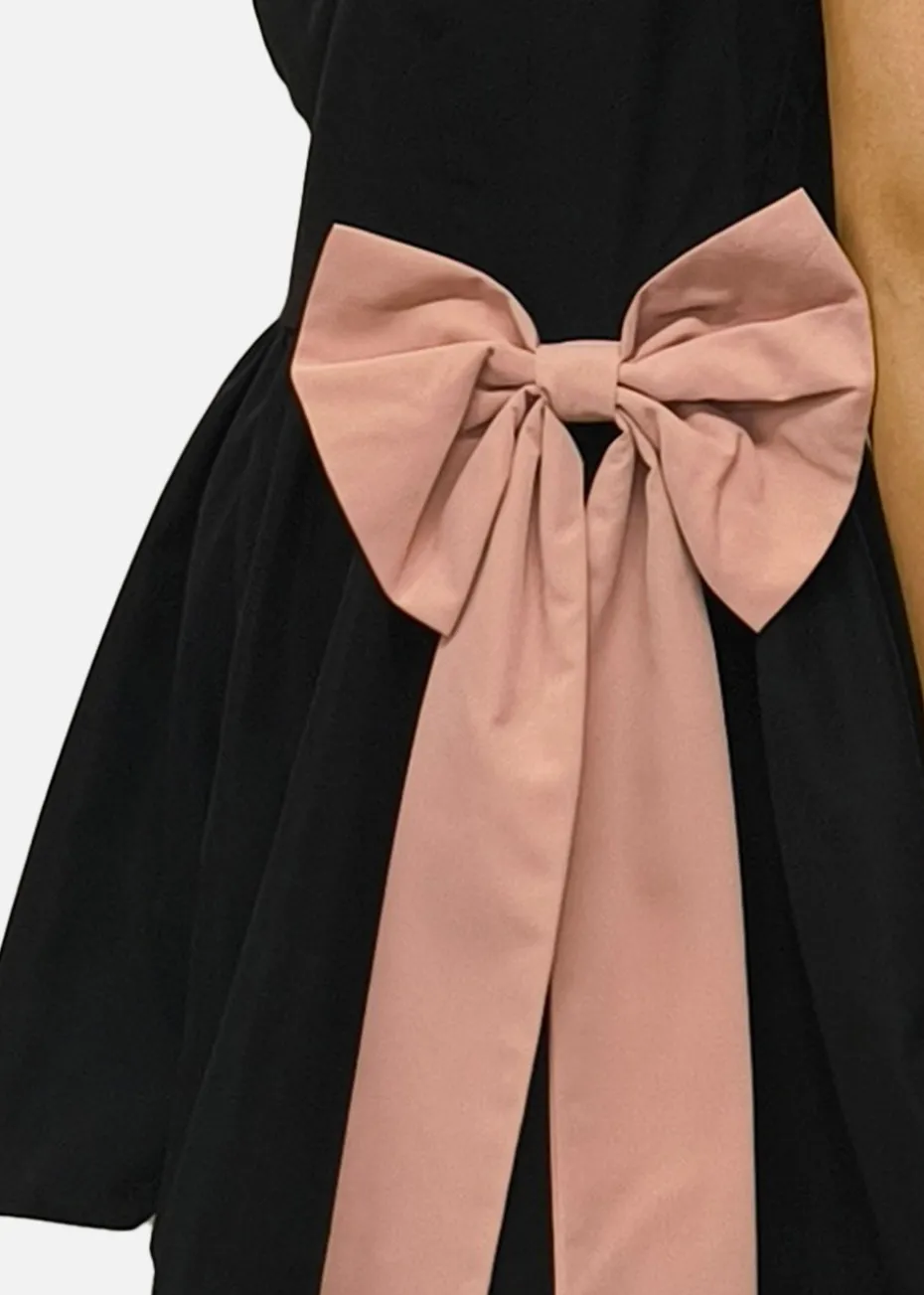 Gini London Black Bow Detail Puff Skort Playsuit