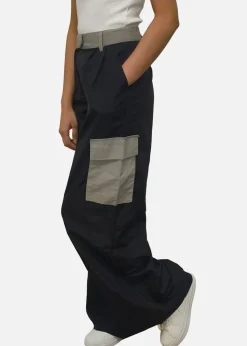 Gini London Black Contrast Detail Cargo Trousers