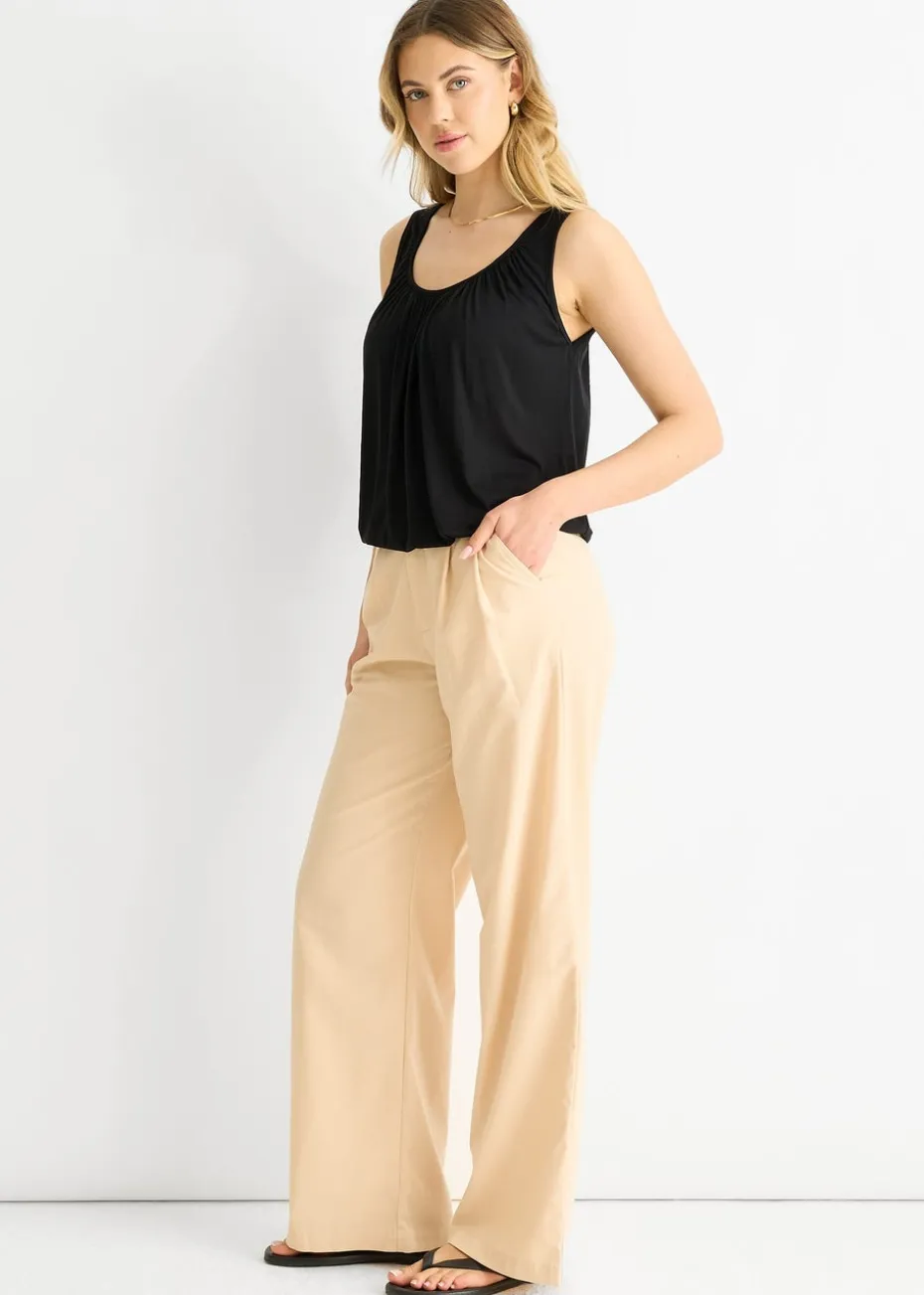 Gini London Black Round Neck Oversized Sleeveless Top
