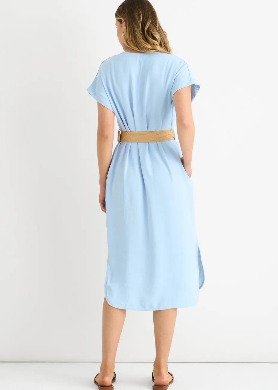 Gini London Blue Air Flow Belted Oversized Dress