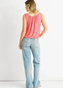 Gini London Coral Round Neck Oversized Sleeveless Top