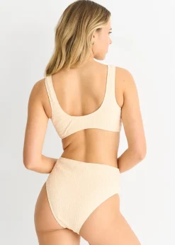 Gini London Ivory Textured Ring Detail Bikini Top
