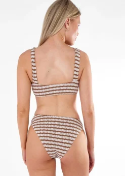 Gini London Tan Textured Stripe Bikini Bottom