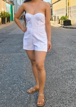 Gini London White Bandeau Tailored Playsuit