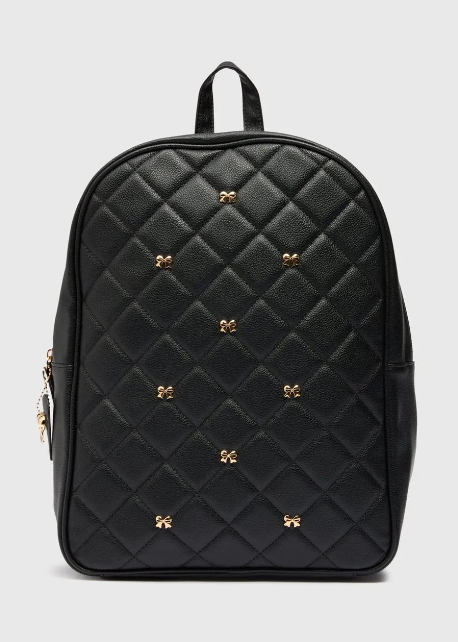 Girls Black Bow Backpack