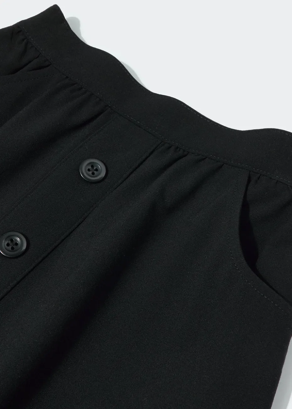 Girls Black Button Front School Skirt (4-13yrs)
