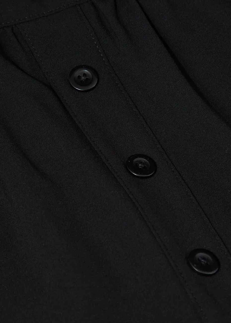 Girls Black Button Front School Skirt (4-13yrs)