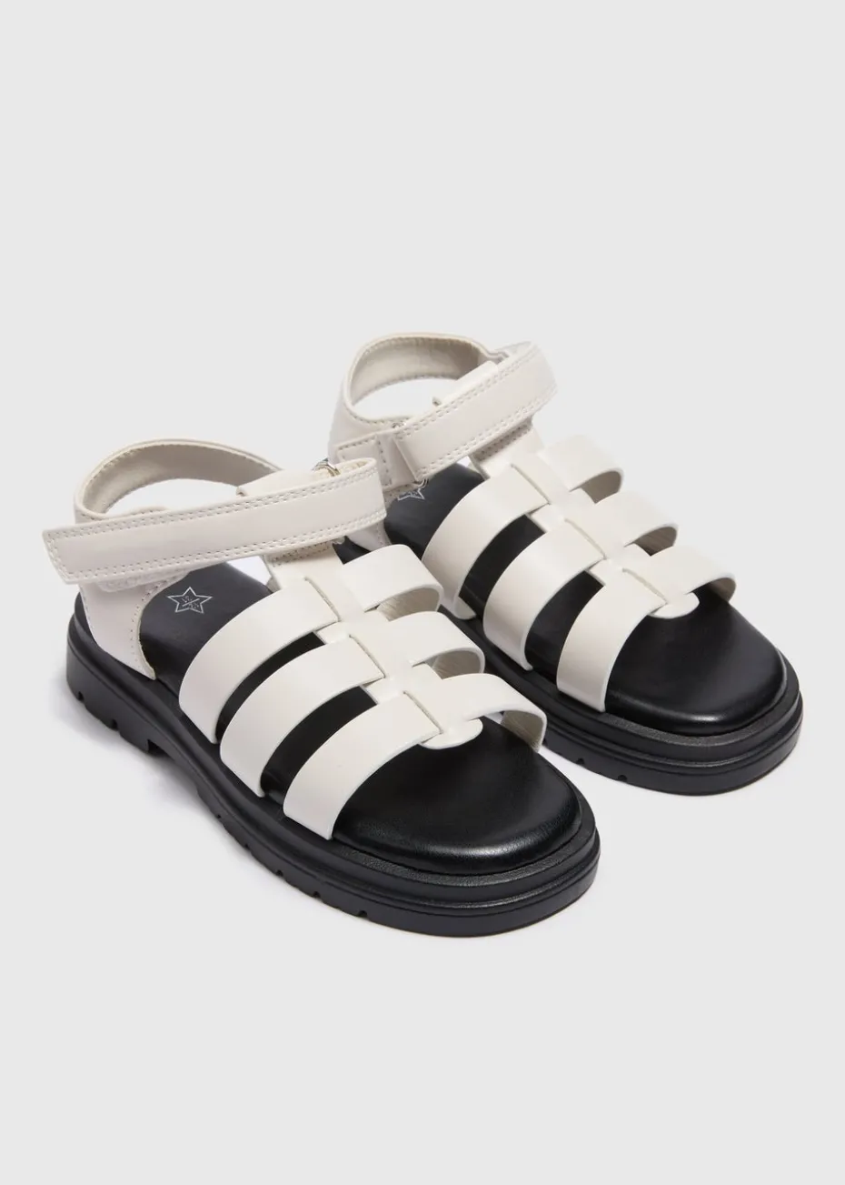 Girls Cream Chunky Sandals (Younger 10 - Older 5)