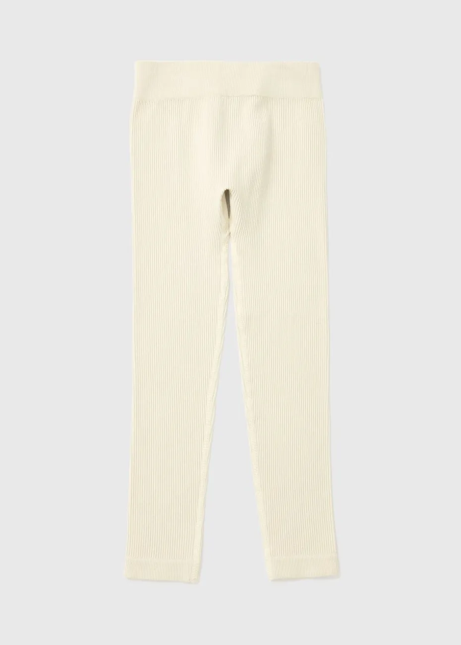 Girls Cream Seamless Leggings