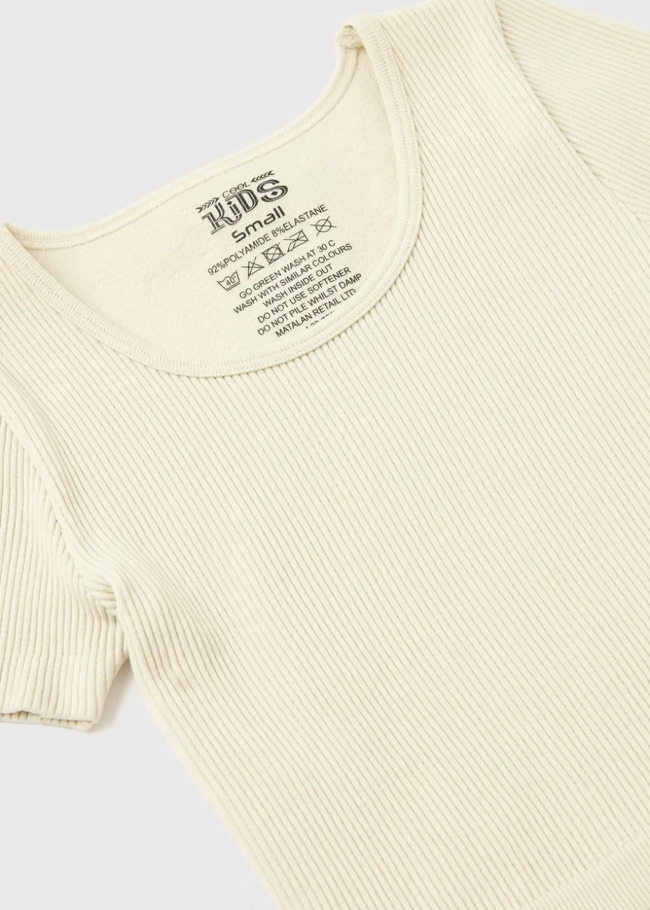 Girls Cream Seamless Top (7-15yrs)
