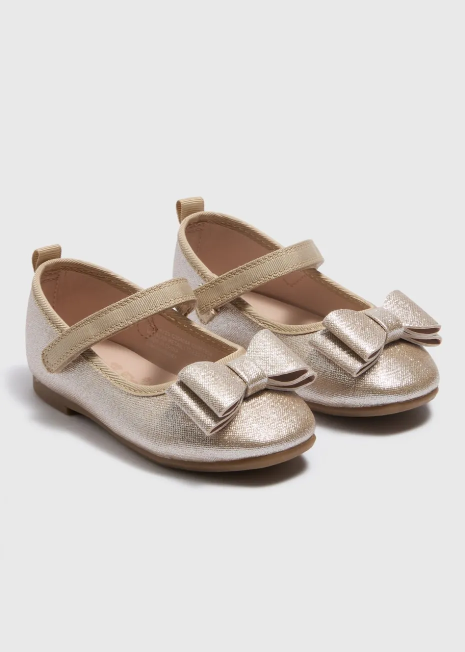 Girls Gold Bow Ballet Shoes (Younger 4-9)