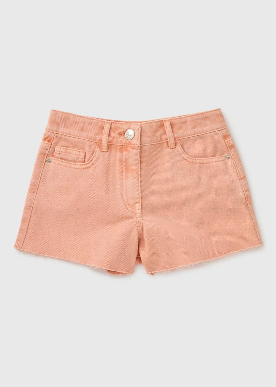 Girls Peach Denim Shorts (7-15yrs)